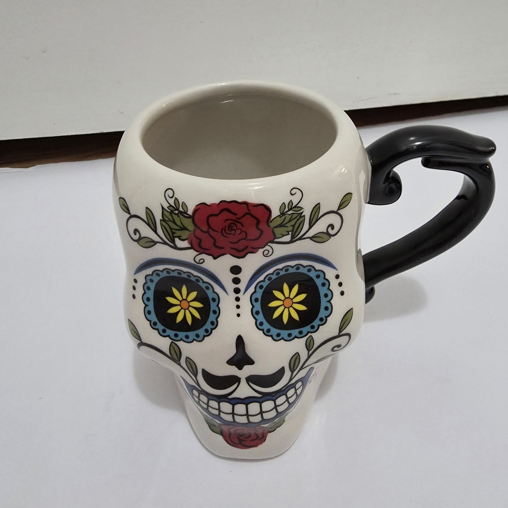 Cracker Barrel Skull Mug Stoneware Day Of The Dead Coffee Mug Tea Cup